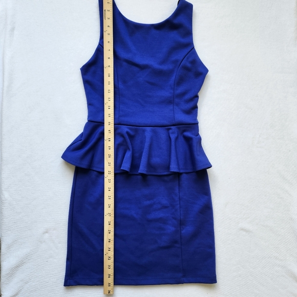Peplum Dress Sleeveless Mini Pencil Bodycon Blue Career Business Casual Medium - Picture 13 of 13
